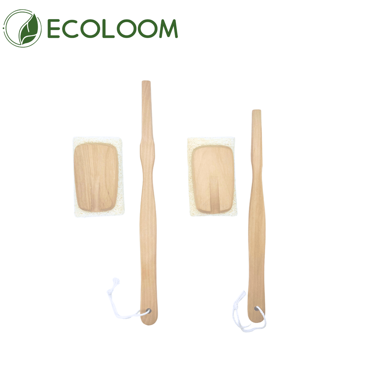Natural Loofah Bath Brush – Long Handle & Replaceable Head - EcoloomCare Store