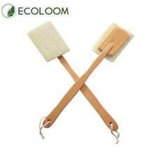 eco-friendly long handle loofah bath brush front view