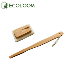 eco-friendly long handle loofah bath brush front view