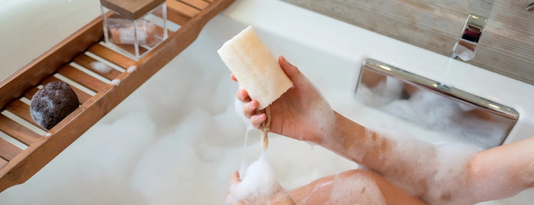 Use Natural loofah sponge for shower