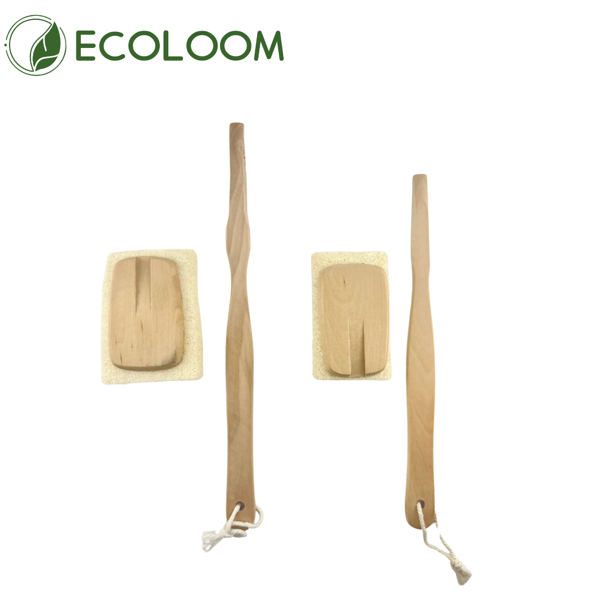 eco-friendly long handle loofah bath brush front view